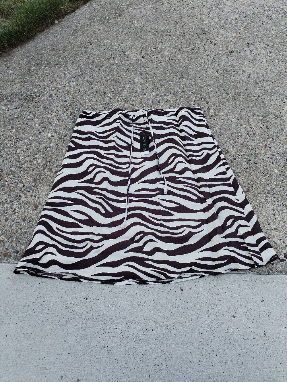 Brown and White A-Line Mini Skirt for Night OutSize 2X